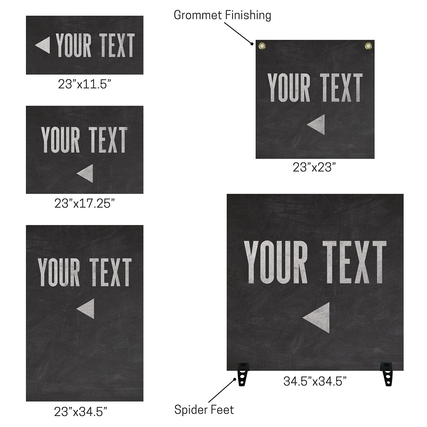 Rigid Signs, Black White Your Text, 23 x 23 2