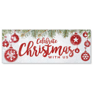 Celebrate Christmas Red - 3x8 Stock Outdoor Banners
