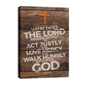 Shiplap Micah 6:8 Natural 24in x 36in Canvas Prints