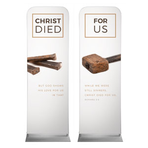 Died For Us Rom 5:8 2' x 6' Sleeve Banner