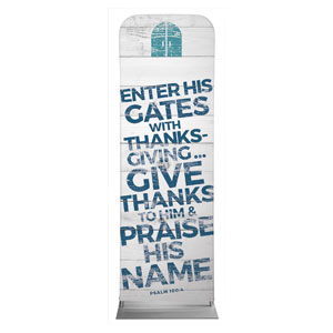 Shiplap Psalm 100:4 White 2' x 6' Sleeve Banner