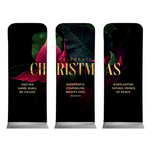 Christmas Poinsettia Triptych 2'7" x 6'7" Sleeve Banners