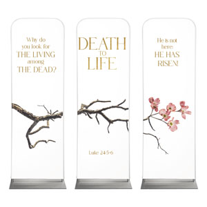 Death To Life Blossom Triptych 2' x 6' Sleeve Banner