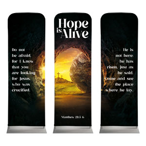 Hope Is Alive Tomb Triptych 2' x 6' Sleeve Banner