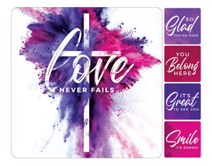 Love Never Fails Set Square Handheld Signs