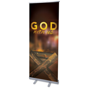 God With Us Manger 2'7" x 6'7"  Vinyl Banner
