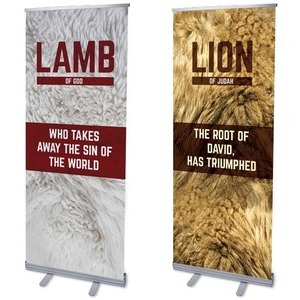Lamb and Lion Pair 2'7" x 6'7"  Vinyl Banner
