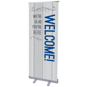 Painted Wood Welcome 2'7" x 6'7"  Vinyl Banner