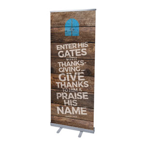 Shiplap Psalm 100:4 Natural 2'7" x 6'7"  Vinyl Banner