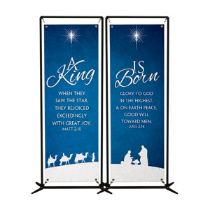Christmas Blue 2' x 6' Banner