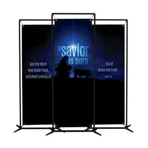 Blue Savior Born 2' x 6' Banner