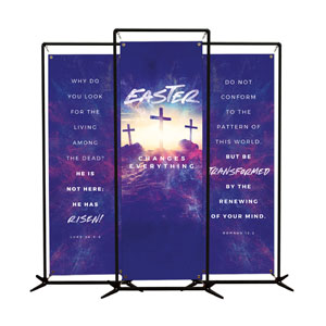 Easter Changes Everything Crosses Triptych 2' x 6' Banner