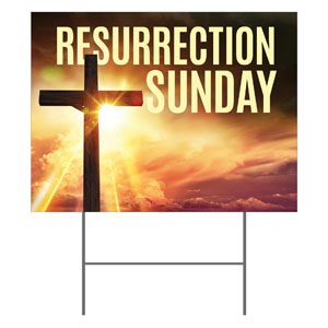 Resurrection Sunday Cross Yard Signs - Stock 1-sided