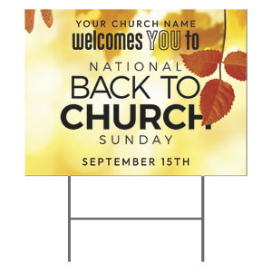 Back to Church Welcomes You Orange Leaves 18"x24" YardSigns