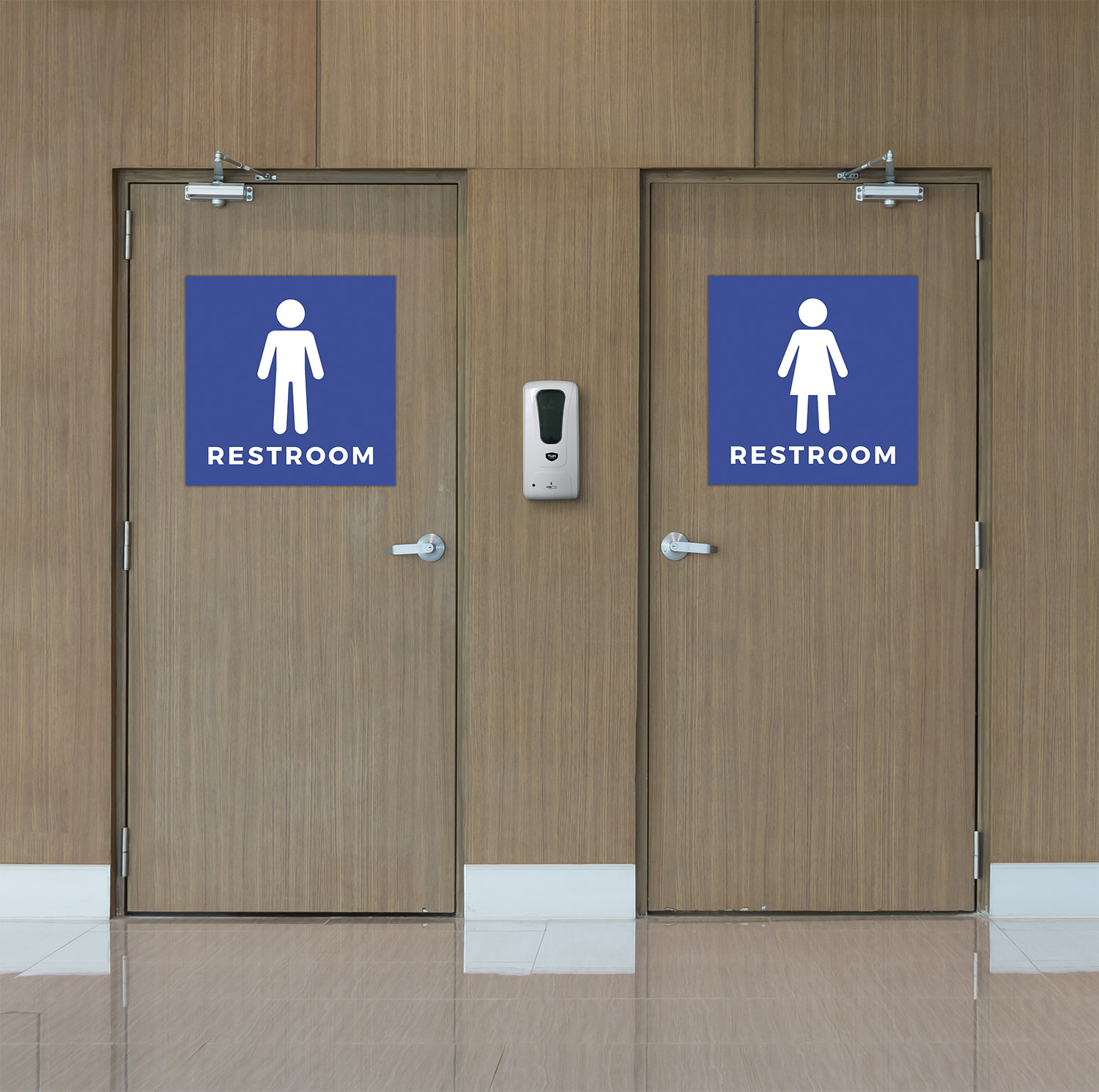Rigid Signs, Family Restrooms Blue, 23 x 11.5 7