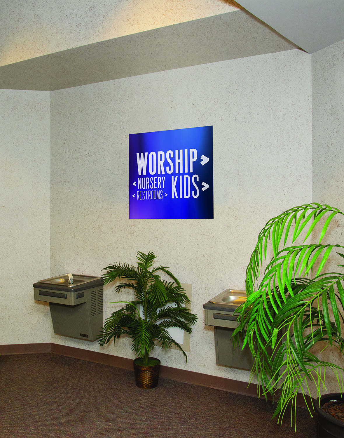 Rigid Signs, Electric Blue Worship Center, 34.5 x 34.5 8