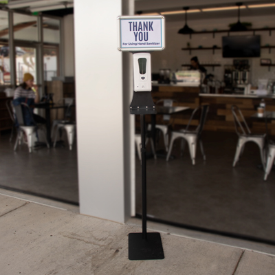 Touchless Automatic Hand Sanitizing Station with Sign Holder Instructions