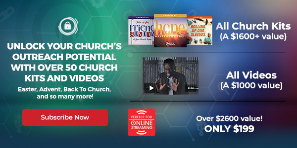 Unlock your church's outreach potential with over 50 church kits and videos, advent, easter, back to church. All church kits and videos only $199.
