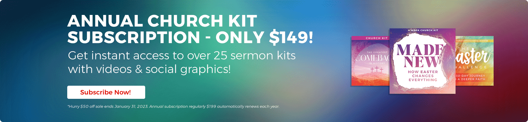 Unlock your church's outreach potential with over 50 church kits and videos, advent, easter, back to church. All church kits and videos only $199.