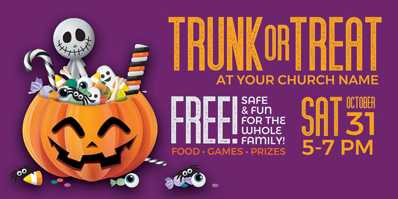 Purple Trunk or Treat Banner - Church Banners - Outreach Marketing