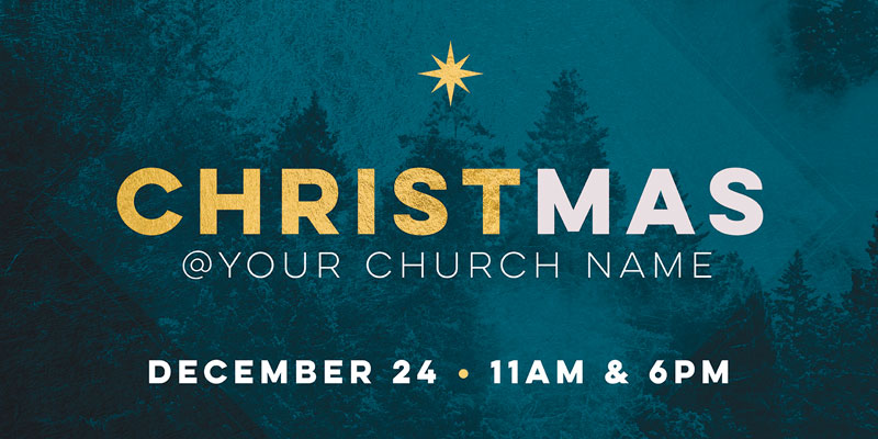 Christmas Teal Trees Banner - Church Banners - Outreach Marketing