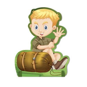 Adventure Kids Boy With Pack Freestanding Coroplast Art