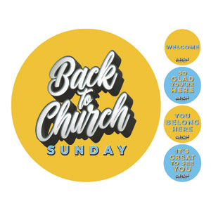 Back to Church Sunday Celebration Set Circle Handheld Signs