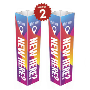 Curved Colors New Here Column Signs