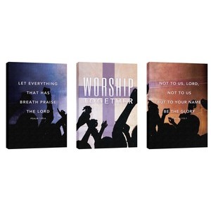 Worship Loud Triptych 24in x 36in Canvas Prints