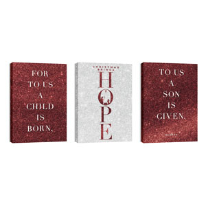 Christmas Brings Hope Sparkle Triptych 24in x 36in Canvas Prints