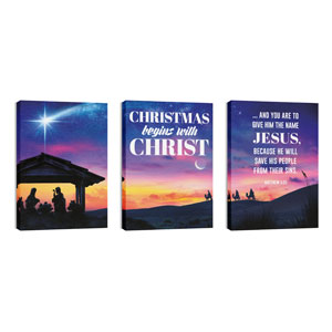 Christmas Begins Star Triptych 24in x 36in Canvas Prints