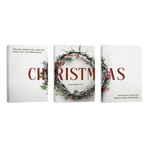 Christmas Crown Wreath Triptych 24in x 36in Canvas Prints