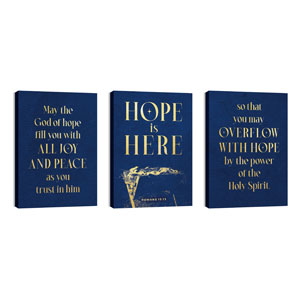 Hope is Here Gold Triptych 24in x 36in Canvas Prints