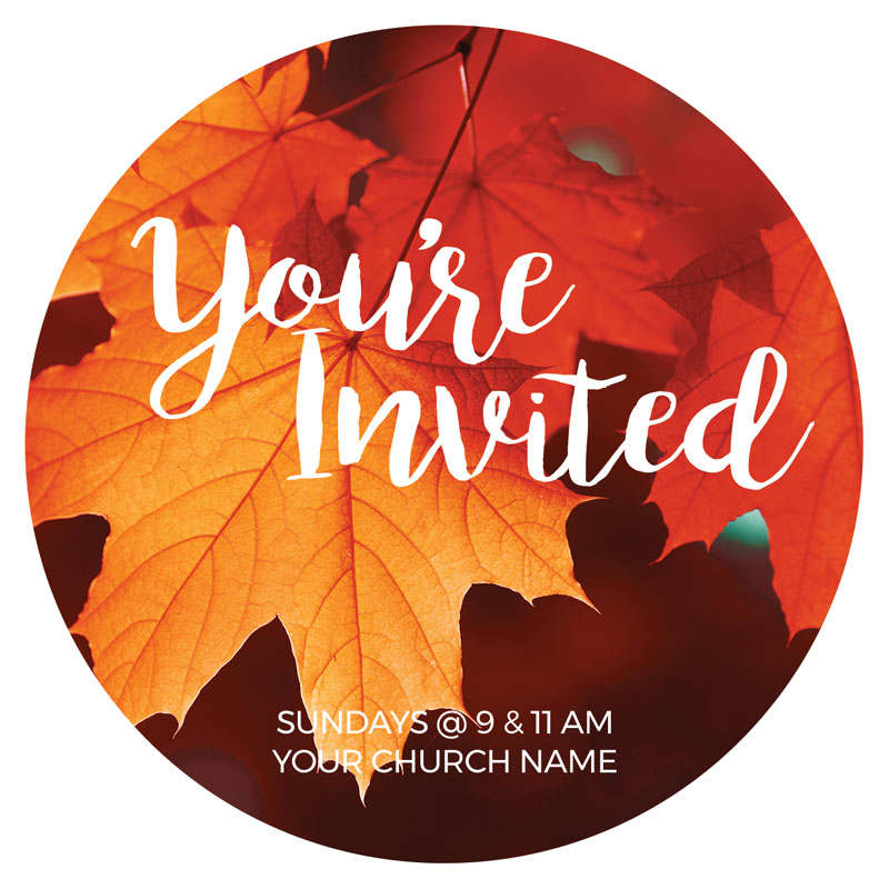 InviteCards, Fall - General, Fall Orange Leaves, 4 Circle