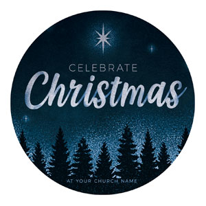 Christmas Forest Silhouette Circle InviteCards 