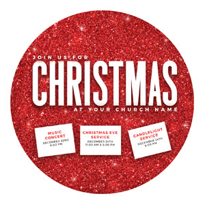 Red Glitter Christmas Circle InviteCards 