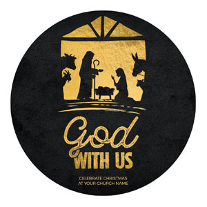 God With Us Gold Circle InviteCards 