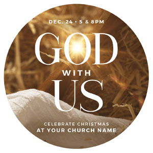 God With Us Manger Gold Circle InviteCards 