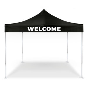 Black White Welcome Pop Up Canopy Tents