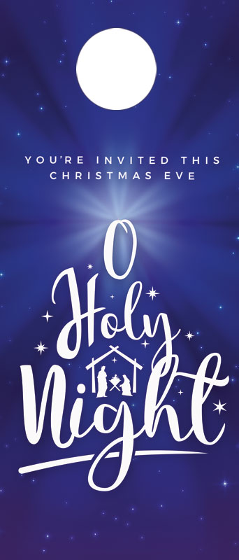 Door Hangers, Christmas, O Holy Night, Standard size 3.625 x 8.5, with 3 per 8.5 x 11 sheet