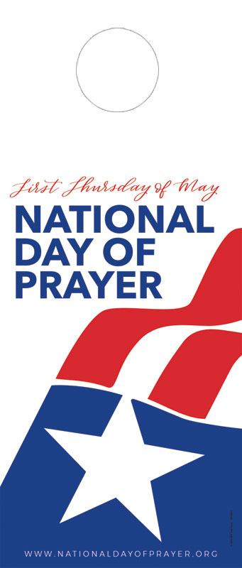 Door Hangers, National Day of Prayer, National Day of Prayer Logo, Standard size 3.625 x 8.5, with 3 per 8.5 x 11 sheet