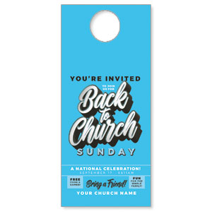 Back to Church Sunday Celebration Blue DoorHangers
