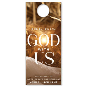 God With Us Manger Gold DoorHangers