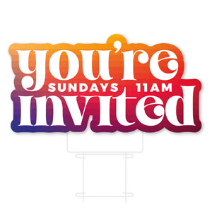 Warm Colors You're Invited 11 AM Die Cut Yard Sign
