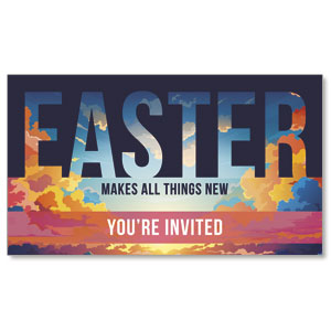 Easter Colorful Clouds Invite 2" x 3.5" Flat Invite