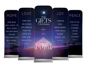 The Gifts of Christmas Advent 5 Banner Set 2'7" x 6'7" Sleeve Banners