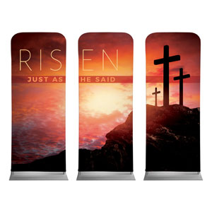 Risen Crosses Triptych 2'7" x 6'7" Sleeve Banners