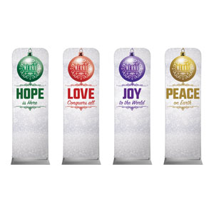 Silver Snow Advent Ornaments 2' x 6' Sleeve Banner
