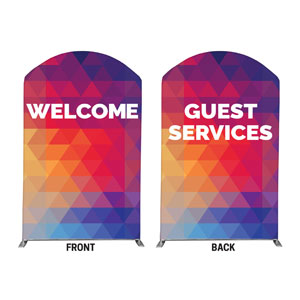 Geometric Bold Welcome Guest Services 5' x 8' Curved Top Sleeve