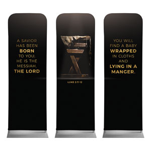 Gold Christmas Manger Triptych 2' x 6' Sleeve Banner